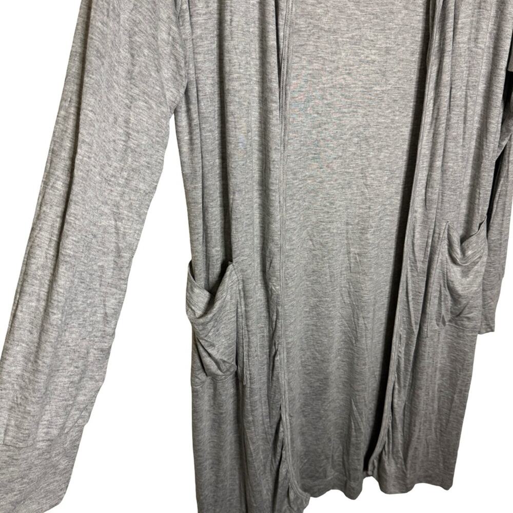 Go Couture Light Gray Knit Hooded Long Sleeve Open Duster Cardigan Sz L - Picture 4 of 6